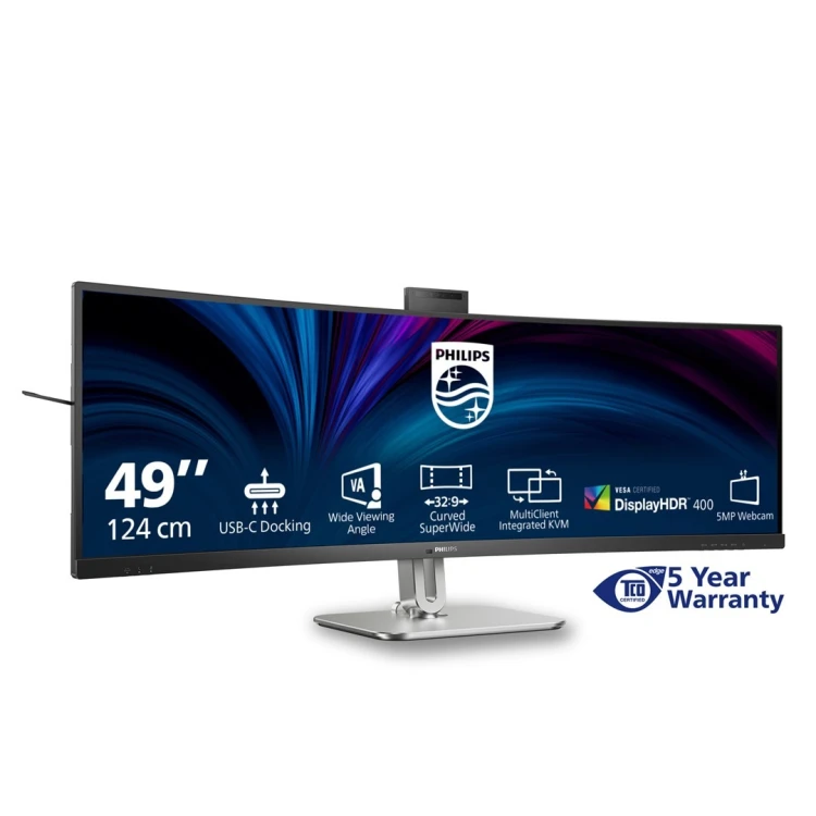 Philips 5000 series 49B2U5900CH/00 monitor komputerowy 124 cm (48.8") 5120 x 1440 px Dual QHD LCD Czarny