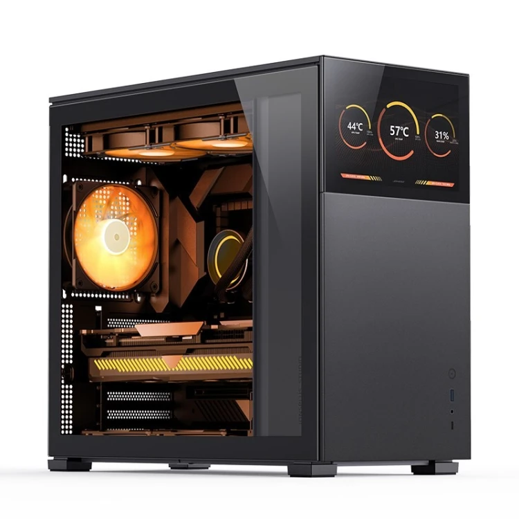 Obudowa Jonsbo D41 Screen ATX, Szkło Hartowane - czarna