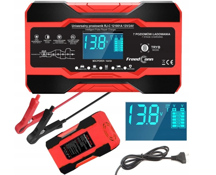 Prostownik akumulatorowy FreedConn RJ-C 121001A 12V, 10A /24V 5A