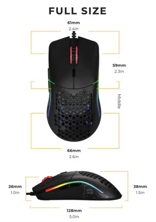 GLORIOUS MYSZ PC RACE MODEL O GAMING BLACK MATOWA