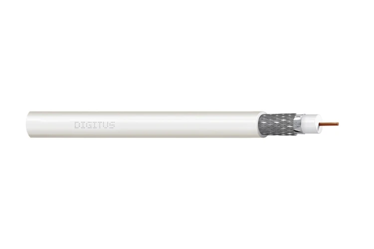 Kabel koncentryczny DIGITUS RG-6, 75 Ohm, ekran (2x folia +oplot 77%), Eca, PVC, 100m, biały
