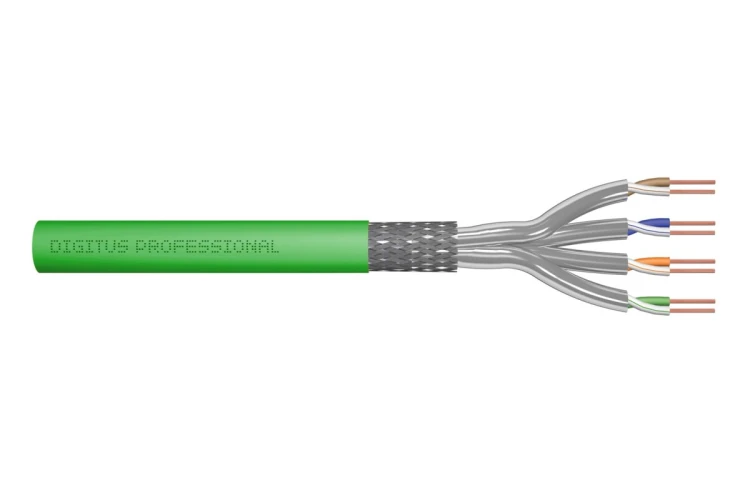 Kabel instalacyjny DIGITUS kat.8.2, S/FTP, Dca, AWG 22/1, LSOH, 100m, zielony