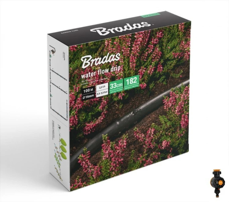 Zestaw z wężem kroplującym Bradas WATER FLOW DRIP DSWWF100-SET4-T 100m / zegar przepływu wody