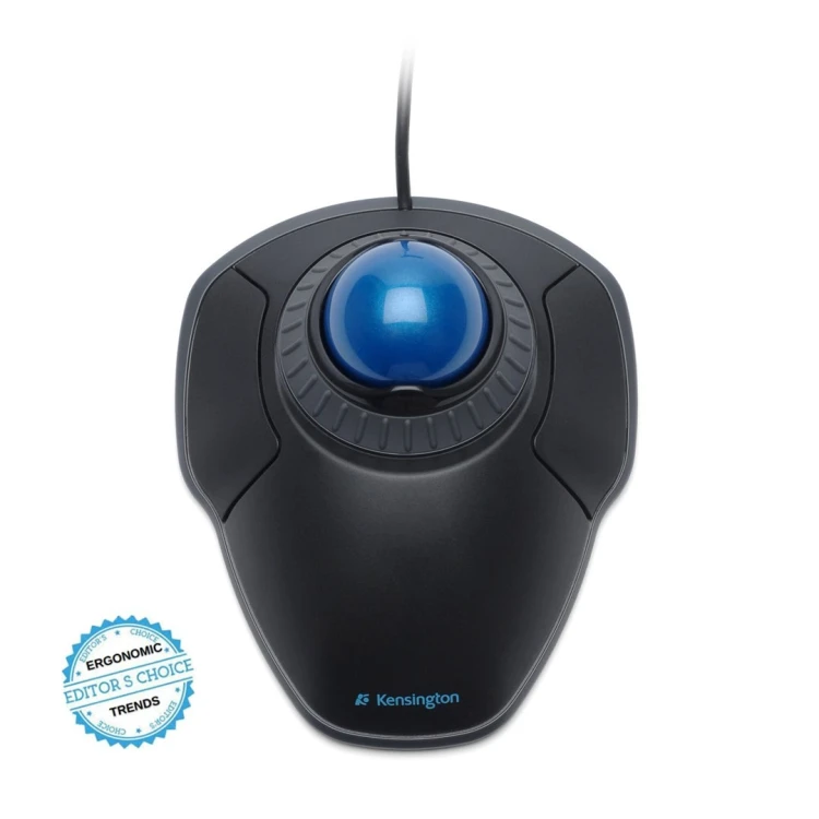 Kensington Trackball Orbit Mysz przewodowa z pierścieniem przewijania oferuje lepszą ergonomię, czarna