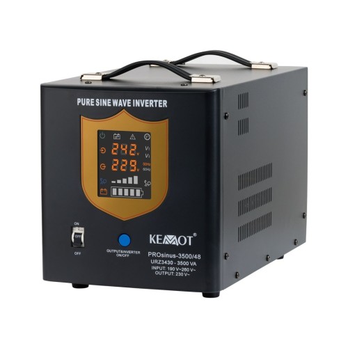 Zasilacz awaryjny KEMOT PROsinus-3500/48  przetwornica z czystym przebiegiem sinusoidalnym i funkcją ładowania  48V 230V 3500VA/2400W