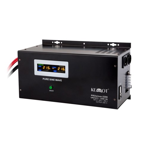 Zasilacz awaryjny naścienny KEMOT PROsinus-2200  przetwornica z czystym przebiegiem sinusoidalnym i funkcją ładowania  12V 230V 2200VA/1600W