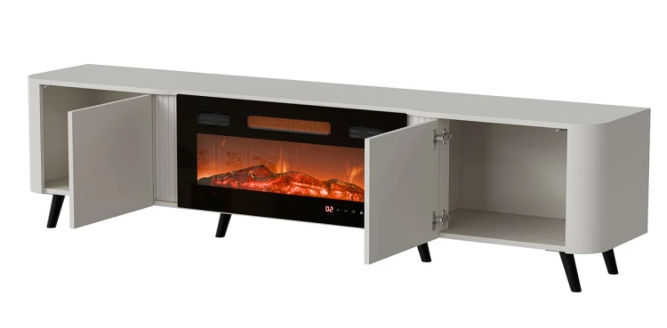 Szafka RTV VOLARE 200x39x49 kaszmir + kominek