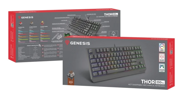 GENESIS Thor 230 TKL klawiatura Gaming USB QWERTY US English Czarny