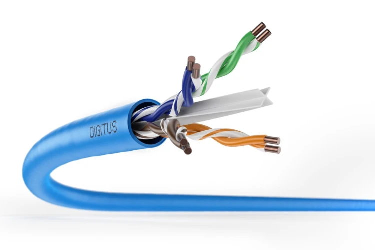 Kabel instalacyjny DIGITUS kat.6A, U/UTP, B2ca, AWG 23/1, LSOH, 100m, niebieski