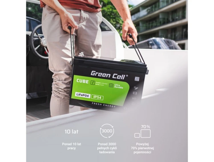 GREEN CELL AKUMULATOR LIFEPO4 CUBE 100AH 12V/12.8V 1280WH LFPGC12V100AH