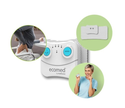 Bezprzewodowe urządzenie do terapii bólu TENS Ecomed by Medisana TT-10E 5 programów terapeutycznych | 10 poziomów intensywności | 57 x 16,5 x 45 mm