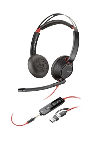Słuchawki Poly Blackwire 5220 Stereo USB-C Headset +3.5mm Plug +USB-C/A Adapter Retail Packaging