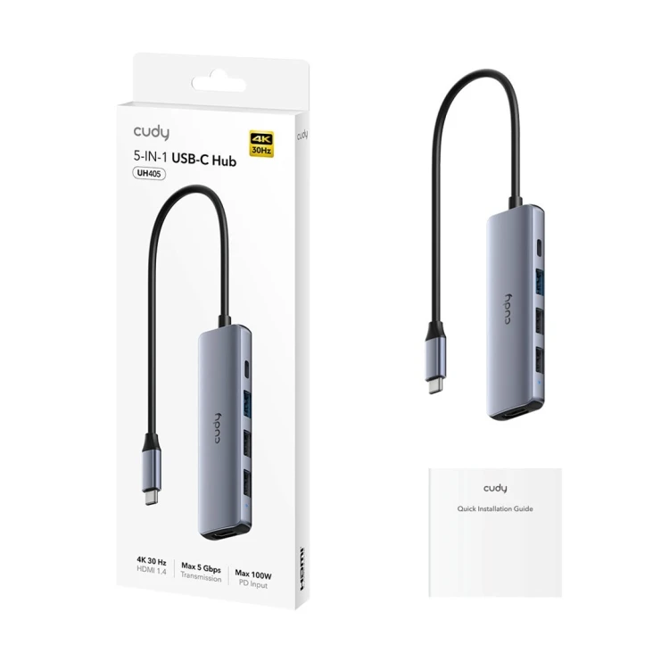 CUDY UH405 Hub 5-IN-1 USB-C z HDMI 4K