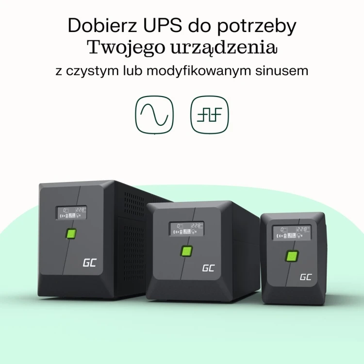 GREEN CELL UPS POWERPROOF 600W/1000VA MODYFIKOWANA SINUSOIDA