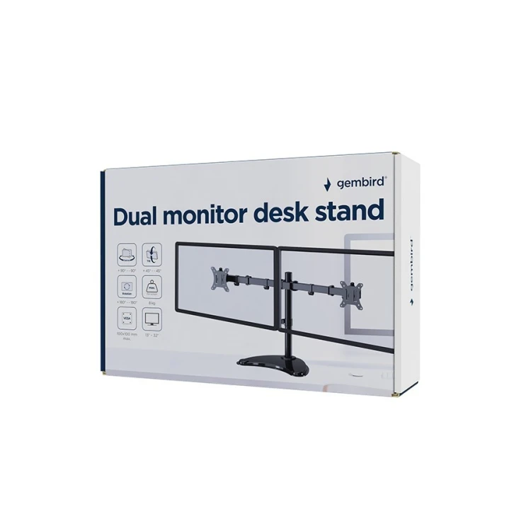 GEMBIRD STOJAK BIURKOWY NA DWA MONITORY (REGULOWANY) 13”-32”, DO 8 KG