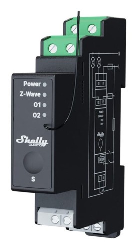 Sterownik dwukanałowy na szynę DIN z pomiarem energii Z-Wave Shelly Qubino Wave Pro 2