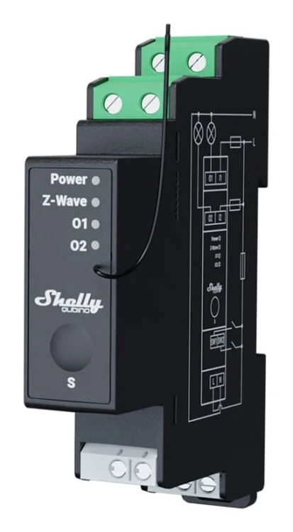 Sterownik dwukanałowy na szynę DIN z pomiarem energii Z-Wave Shelly Qubino Wave Pro 2