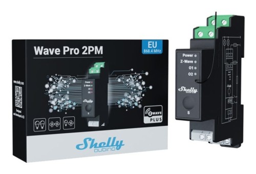 Sterownik dwukanałowy na szynę DIN z pomiarem energii Z-Wave Shelly Qubino Wave Pro 2