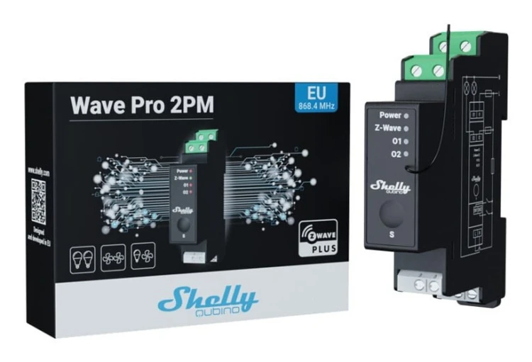 Sterownik dwukanałowy na szynę DIN z pomiarem energii Z-Wave Shelly Qubino Wave Pro 2