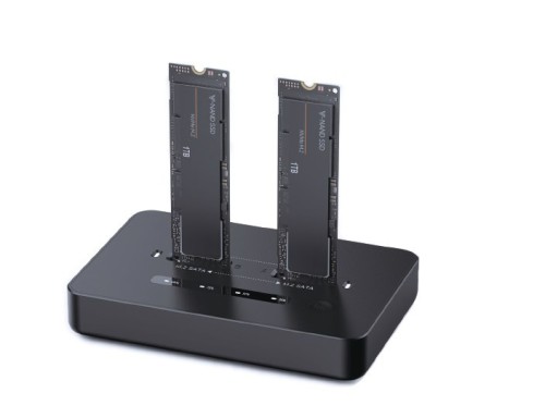 GEMBIRD STACJA DOKUJĄCA PODWÓJNA DO DYSKÓW M.2 SATA I NVME SSD CZARNA