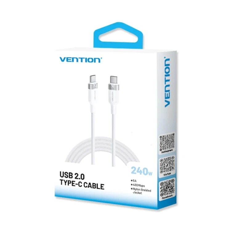 Kabel USB-C do USB-C Vention USB 2.0 5A 240W 1m czarny