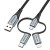 Kabel Vention USB-A  3w1 Micro-B USB-C Lightning 1m szary