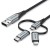Kabel Vention USB-A  3w1 Micro-B USB-C Lightning 1m szary
