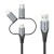 Kabel Vention USB-A  3w1 Micro-B USB-C Lightning 1m szary