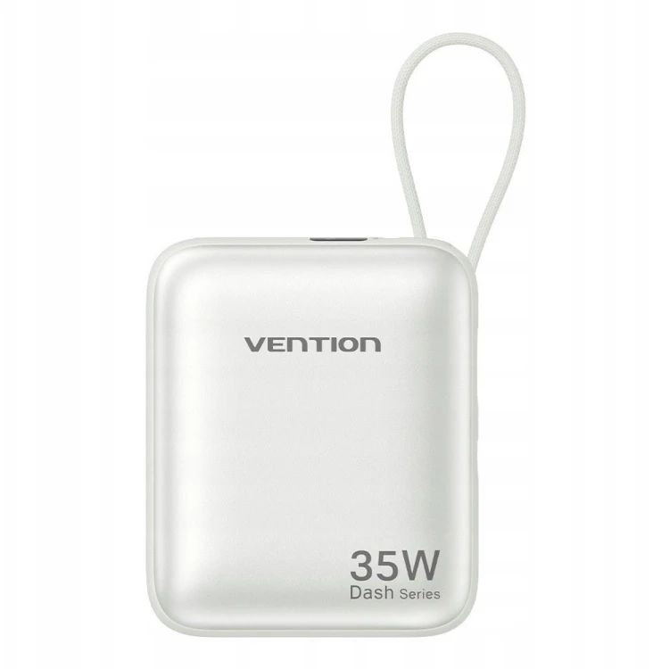 Powerbank Vention 10000mAh 35W PD z wbudowanym kablem USB-C beżowy