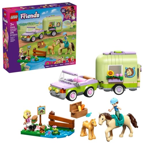 LEGO Friends 42695 - Przyczepa z koniem i źrebaczkiem