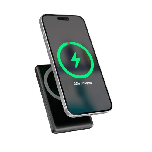 GEMBIRD BEZPRZEWODOWY POWERBANK MAGNETYCZNY 15W Z WYŚWIETLACZEM LCD 10000 MAH, CZARNY