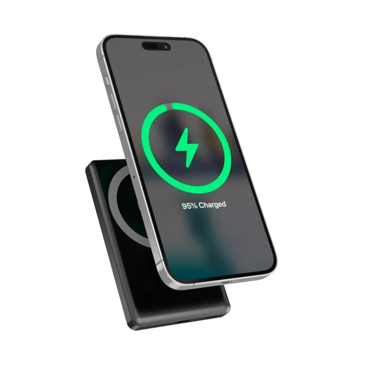 GEMBIRD BEZPRZEWODOWY POWERBANK MAGNETYCZNY 15W Z WYŚWIETLACZEM LCD 10000 MAH, CZARNY