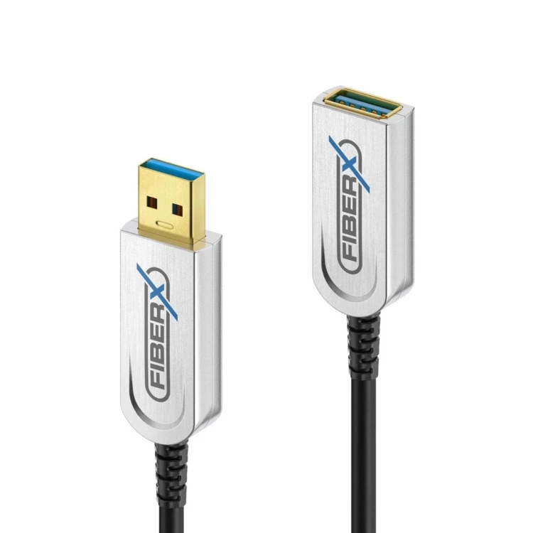 FiberX FX-I650-010 kabel USB USB 3.2 Gen 1 (3.1 Gen 1) 10 m USB A 10 Gbit/s 4,5 W Czarny, Srebrny
