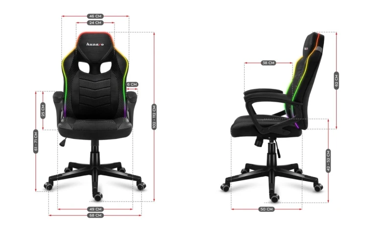 FOTEL GAMINGOWY HUZARO FORCE 2.5 RGB MESH