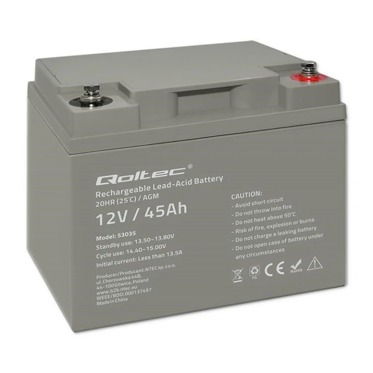 Qoltec Akumulator AGM  | 12V | 45Ah | max 540A