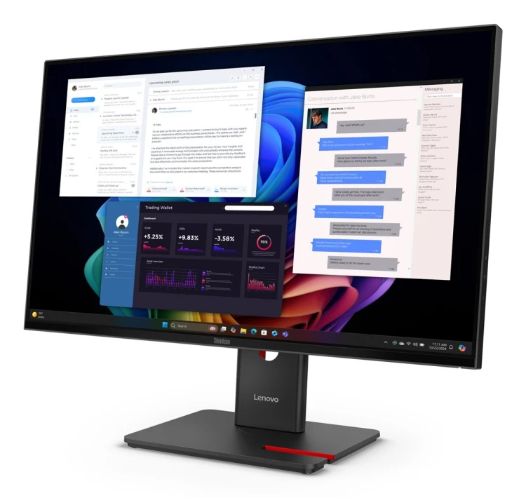 Monitor Lenovo ThinkVision T27UD-40 z systemami ochrony przed włamaniem (IPS), 27", godz. 16:9, 60 Hz, 4 ms, 3840 x 2160 pikseli, 350 cd/m2, Ilość por