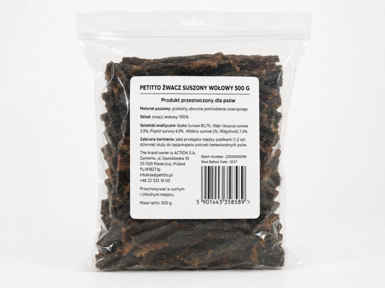 PETITTO Żwacz suszony wołowy 500g