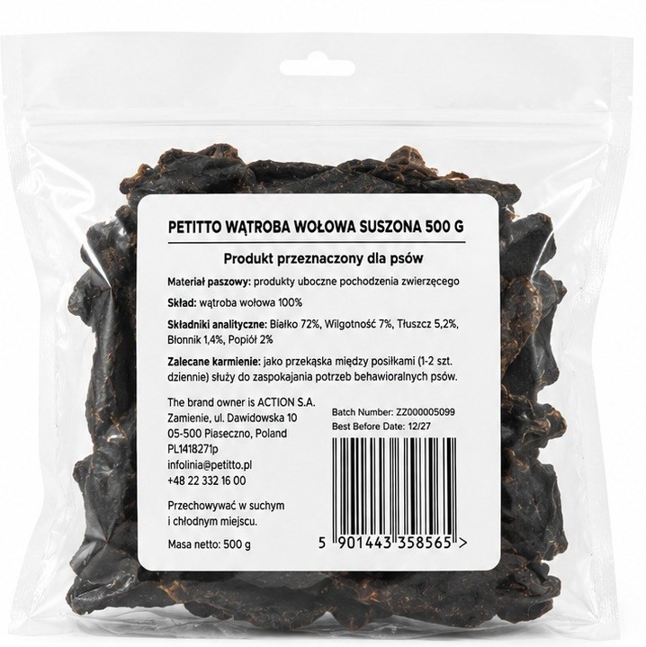 PETITTO Wątroba wołowa suszona 500g