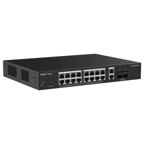 Ruijie Networks RG-ES220GS-LP przełącznik sieciowy Zarządzany L2 Gigabit Ethernet (10/100/1000) Obsługa PoE Desktop Czarny