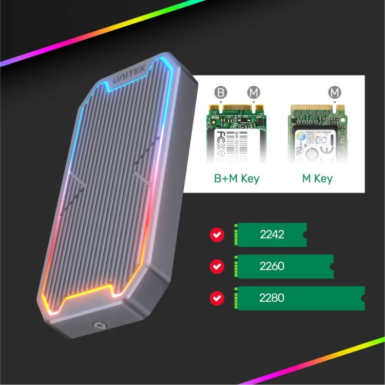 UNITEK SolidForce Spectrum Obudowa SSD Szary M.2