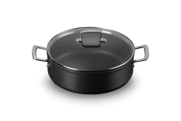 Le Creuset hartowany nieprzywierający Sauteuse ze szklaną pokrywką 28cm