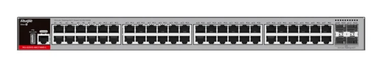 Zarządzalny Switch Ruijie L2+ | 48 portów 1Gbit + 4 porty SFP 2.5Gbit | 2 wentylatory, 1 wbudowany zasilacz AC | Rack