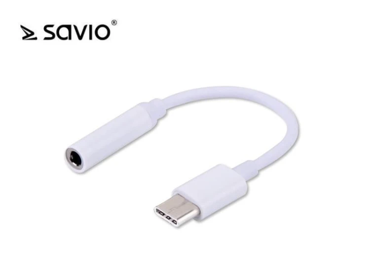 Adapter SAVIO AK-35 (Gniazdo typ C - Jack stereo 3,5 mm ; 0,12m; kolor biały)