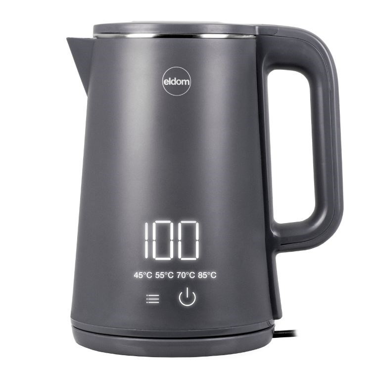 ELDOM CZAJNIK BEZPRZEWODOWY C515S ORRA 1,8L 2000W, SZARY, 5 PROGRAMÓW 45,55,70,85,100°C, PODTRZYMYWANIE TEMPERATURY