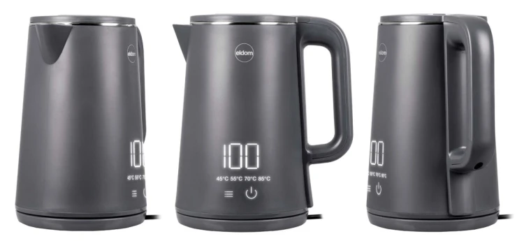 ELDOM CZAJNIK BEZPRZEWODOWY C515S ORRA 1,8L 2000W, SZARY, 5 PROGRAMÓW 45,55,70,85,100°C, PODTRZYMYWANIE TEMPERATURY