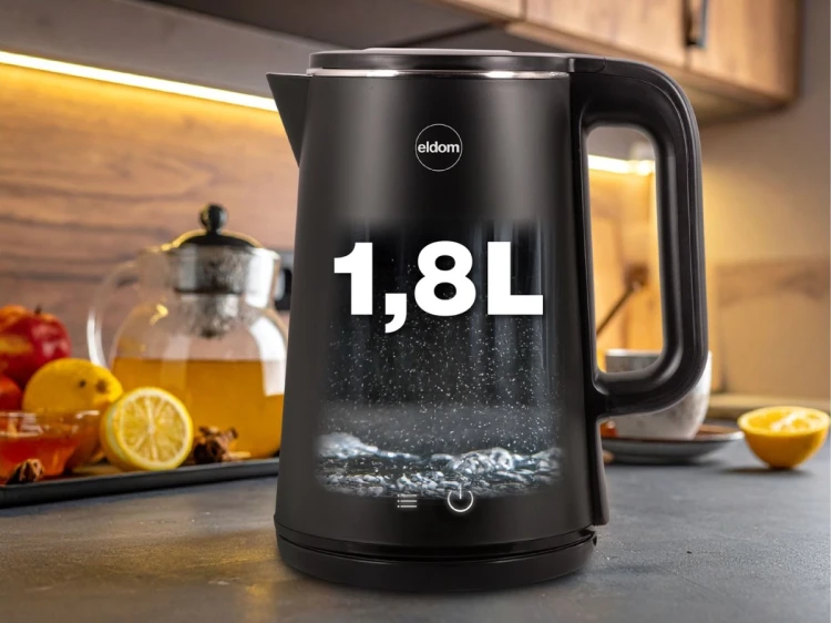 ELDOM CZAJNIK BEZPRZEWODOWY C515C 1,8 L 2000W CZARNY 5 PROGRAMÓW 45,55,70,85,100°C , PODTRZYMYWANIE TEMPERATURY