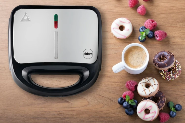 ELDOM OPIEKACZ WIELOFUNKCYJNY 5 IN 1 ST250 850W WYMIENNE PŁYTY: SANDWICH, GRILL, GOFRY, ORZESZKI, MINI PĄCZKI