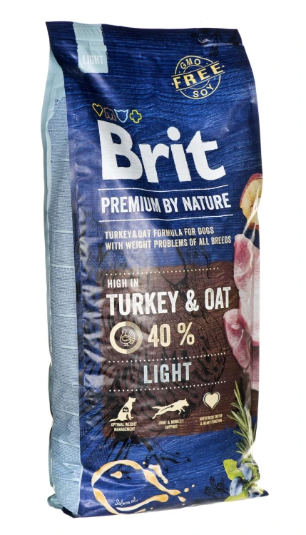BRIT PREMIUM BY NATURE Light - sucha karma z indykiem i owsem dla psów dorosłych z nadwagą - 15 kg