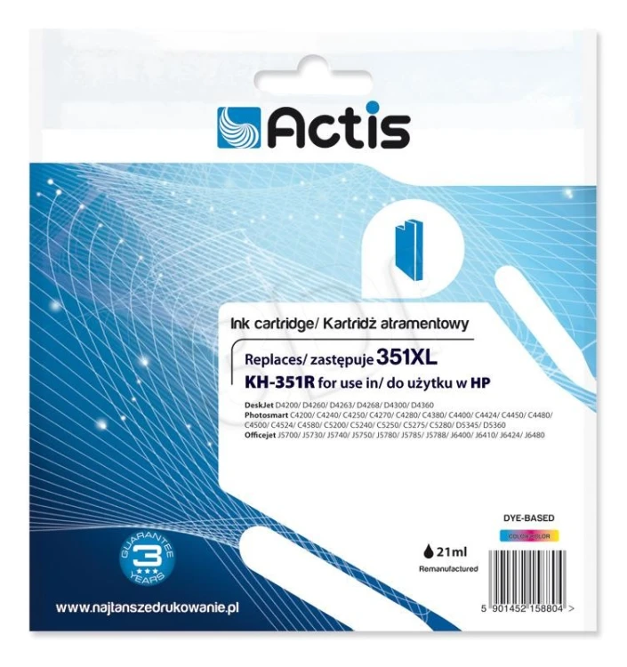 Actis KH-351R Tusz (zamiennik HP 351XL CB338EE; Standard; 21 ml; kolor)