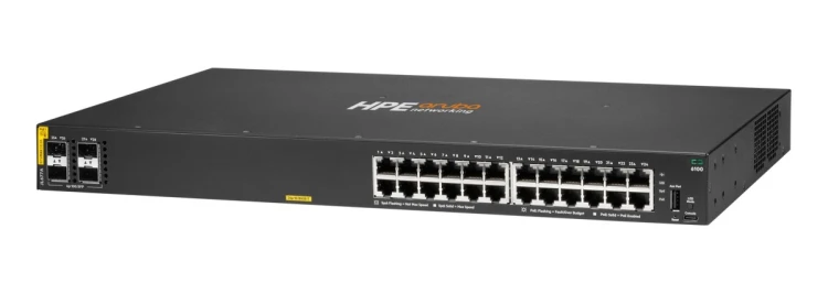 Aruba 6100 24G Class4 PoE 4SFP+ 370W Zarządzany L3 Gigabit Ethernet (10/100/1000) Obsługa PoE 1U Czarny